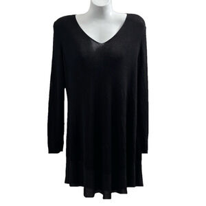 Eileen Fisher semi sheer  Black Tunic/dress with metallic band at hem size Small